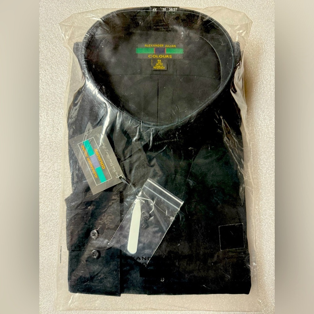 Alexander Julian Colours Mens Dress Shirt. 4X, Black, Long Sleeve, Pocket. New!!